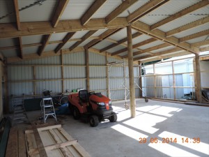 The inside of the garage nearly completed.
