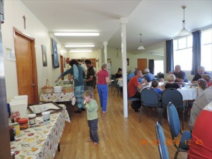 People enjoying a meal in the Bethlehem dining room